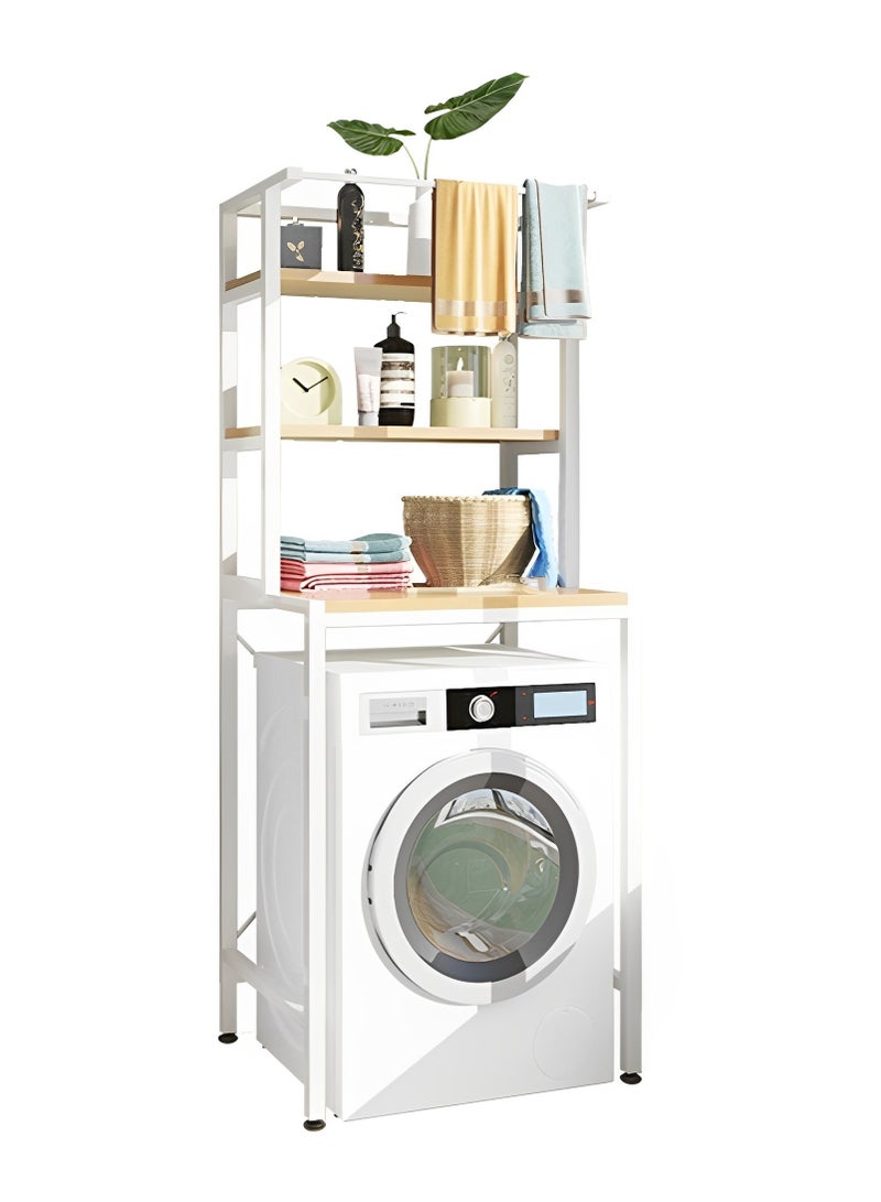 Beauenty Bathroom Space Saver,The Drum Washing Machine Storage Rack,Laundry Room Organization,Bathroom Corner Stand Storage Organizer Accessories,Bathroom Toilet Tower Shelf Space Saver(3levels,White) - Image 1