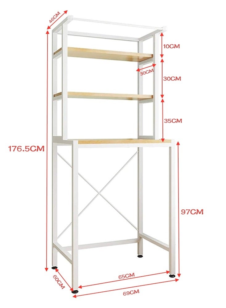 Beauenty Bathroom Space Saver,The Drum Washing Machine Storage Rack,Laundry Room Organization,Bathroom Corner Stand Storage Organizer Accessories,Bathroom Toilet Tower Shelf Space Saver(3levels,White) - Image 2