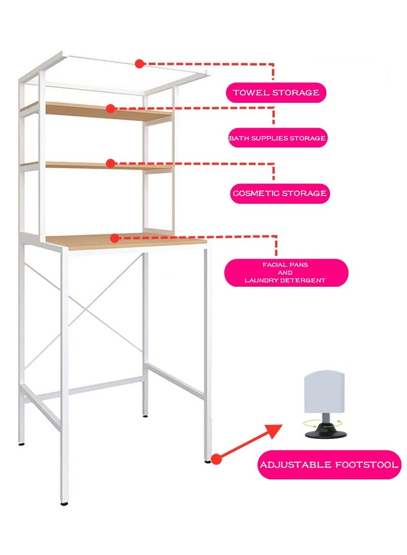 Beauenty Bathroom Space Saver,The Drum Washing Machine Storage Rack,Laundry Room Organization,Bathroom Corner Stand Storage Organizer Accessories,Bathroom Toilet Tower Shelf Space Saver(3levels,White) - Image 3