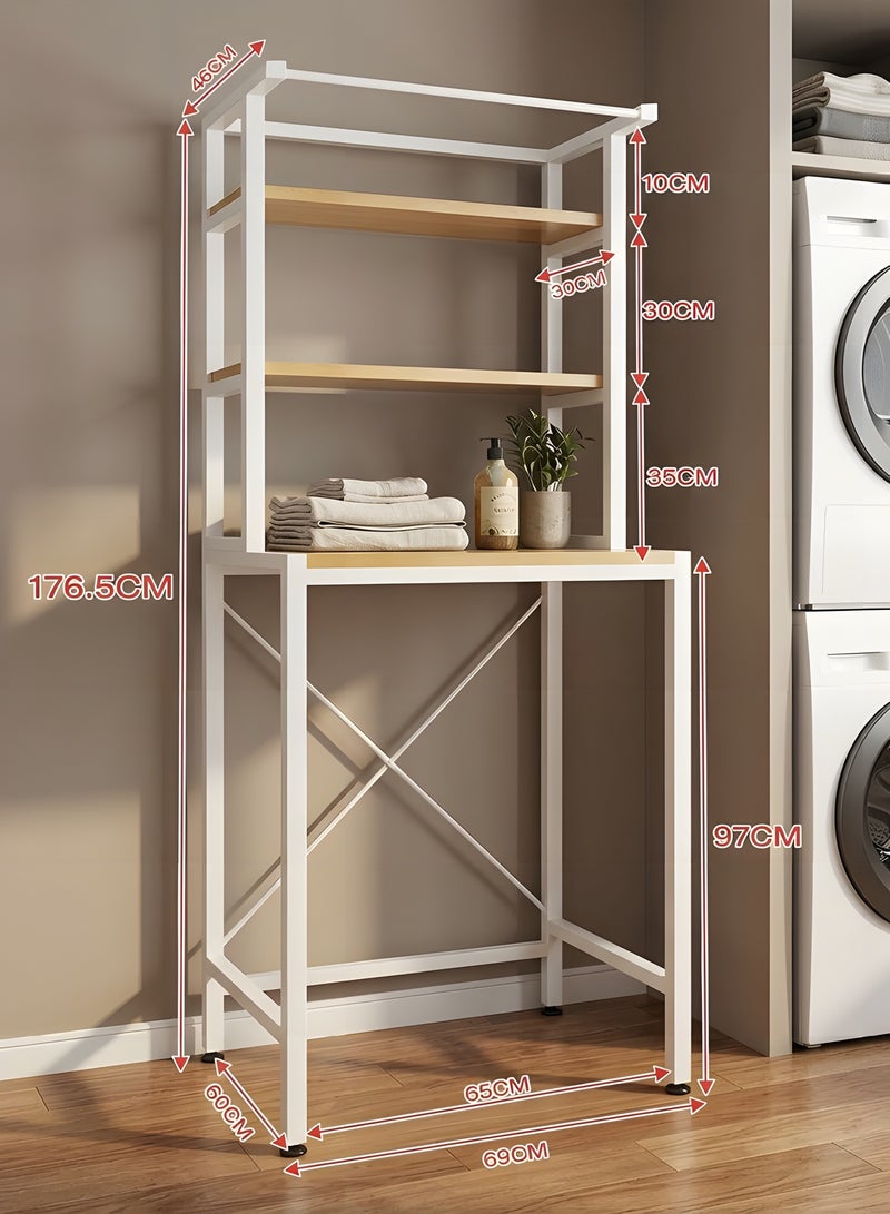 Beauenty Bathroom Space Saver,The Drum Washing Machine Storage Rack,Laundry Room Organization,Bathroom Corner Stand Storage Organizer Accessories,Bathroom Toilet Tower Shelf Space Saver(3levels,White) - Image 2