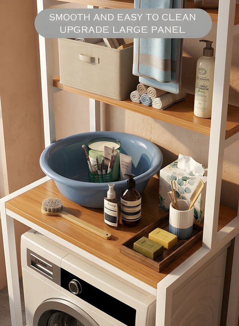 Beauenty Bathroom Space Saver,The Drum Washing Machine Storage Rack,Laundry Room Organization,Bathroom Corner Stand Storage Organizer Accessories,Bathroom Toilet Tower Shelf Space Saver(3levels,White) - Image 4