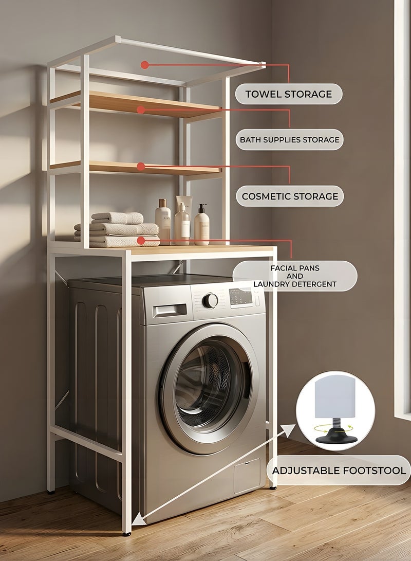 Beauenty Bathroom Space Saver,The Drum Washing Machine Storage Rack,Laundry Room Organization,Bathroom Corner Stand Storage Organizer Accessories,Bathroom Toilet Tower Shelf Space Saver(3levels,White) - Image 3