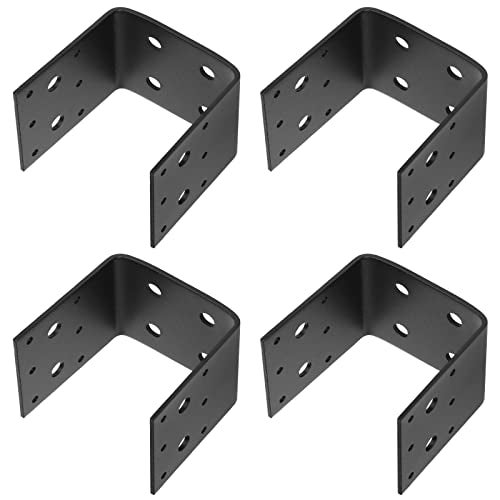 eoere 4 PCS Black Half Post Base, Fit 4 x 4 Post Anchor Connector, Deck Framing Joist Hanger Brackets Support, Inner Size 3-1/2", 11 Gauge(1/8" ) Thick - Image 4