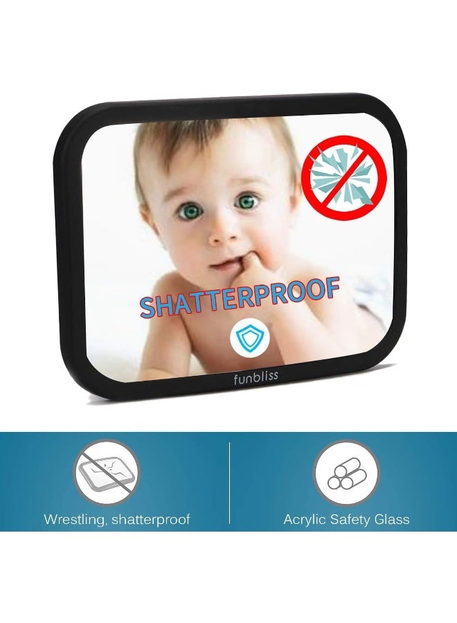 Funbliss Baby Car Mirror Most Stable Backseat Mirror with Premium Matte Finish-Super Clear PMMA Material Mirror-Safe, Secure and Shatterproof - Image 2