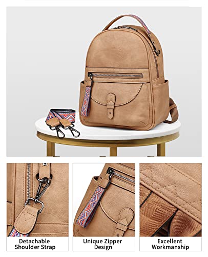 FADEON Mini Backpack Purse for Women, Designer Leather Cute Roomly Small Backpacks, Ladies Shoulder Backpack Fashion Handbag - Image 5