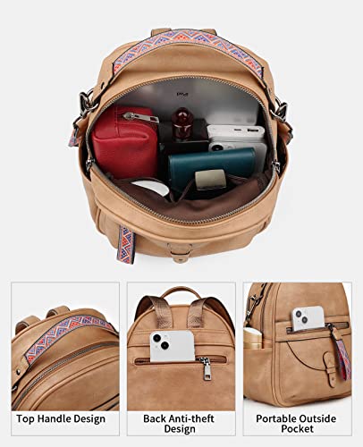 FADEON Mini Backpack Purse for Women, Designer Leather Cute Roomly Small Backpacks, Ladies Shoulder Backpack Fashion Handbag - Image 4