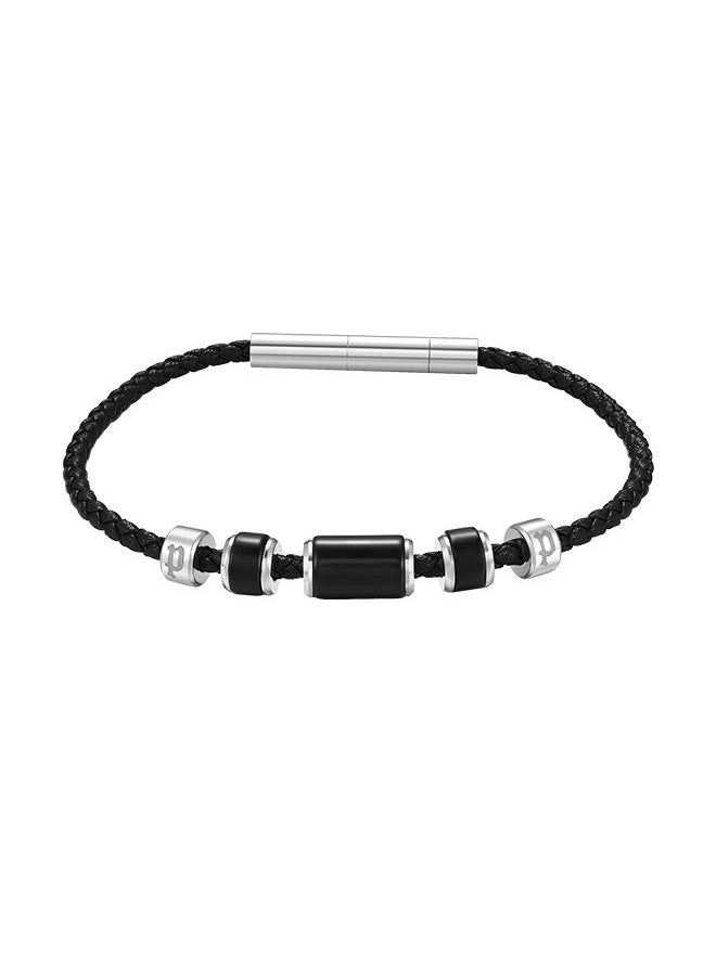 POLICE Bullion Black Leather With Onyx Beads Gents BraceletPEAGB0032204  - Image 2
