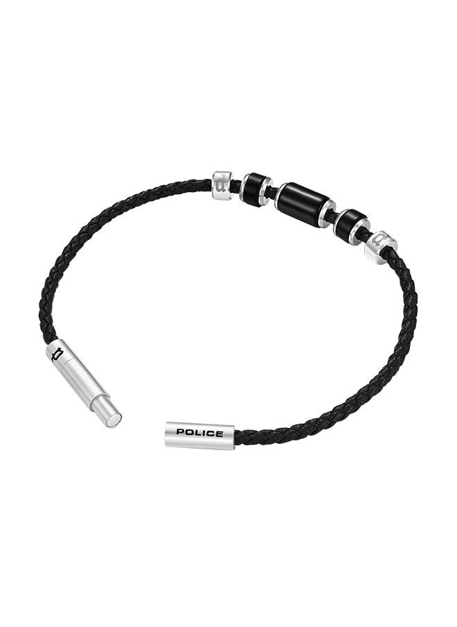 POLICE Bullion Black Leather With Onyx Beads Gents BraceletPEAGB0032204  - Image 3