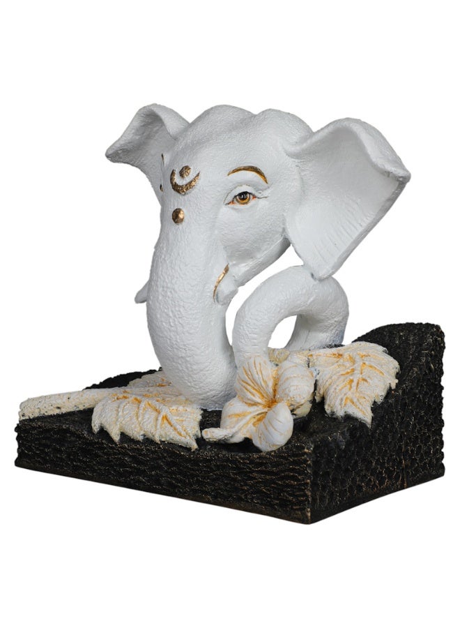 Home Auraa Lord Ganesha Decorative Idol Showpiece | Polyresin Ganesh Statue for Home & Office Décor | Spiritual Table Accent | White Finish | 20 x 10.5 x 19.4 CM - Image 2