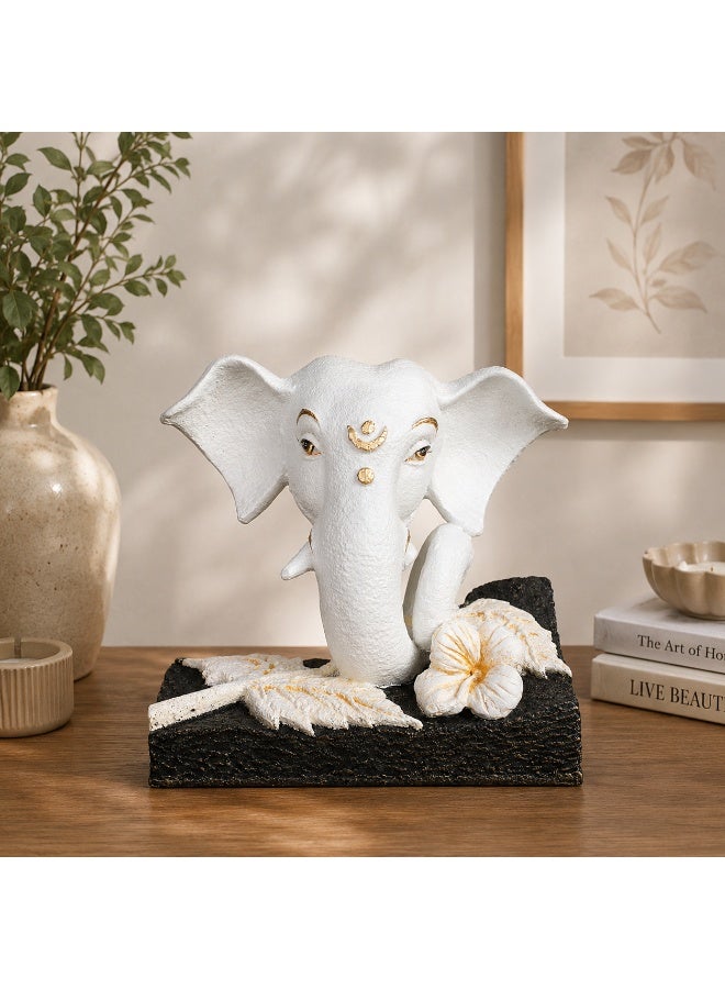 Home Auraa Lord Ganesha Decorative Idol Showpiece | Polyresin Ganesh Statue for Home & Office Décor | Spiritual Table Accent | White Finish | 20 x 10.5 x 19.4 CM - Image 1
