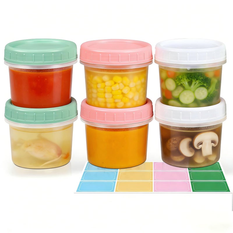 ASEVAT 5.4oz 6Pack Small Food Containers with Lids Salad Dressing Container Reuseable Snack Container Plastic Jar Freezer Storage Jars, Leakproof/Microwave/Dishwasher Safe - Image 1