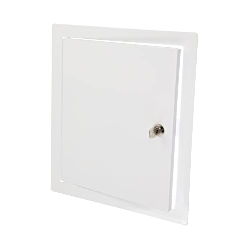 Ecopro Vent 10 x 12 Lockable White Metal Access Door Service Shaft Wall Panel with Key Plumbing Electricity Heating Alarm Access Hole Cover - Image 1