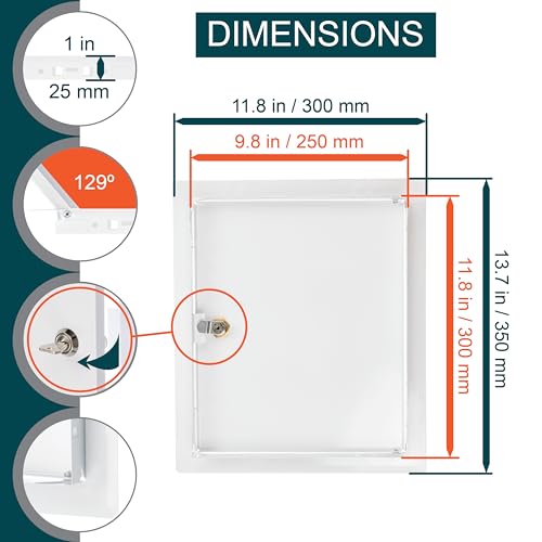 Ecopro Vent 10 x 12 Lockable White Metal Access Door Service Shaft Wall Panel with Key Plumbing Electricity Heating Alarm Access Hole Cover - Image 3