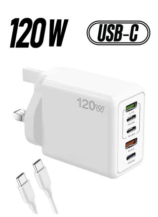 120W Fast Charger Type C PD Adapter – 5-Port USB A & USB C Charging Hub for Samsung Galaxy S24/S23, iPhone 16/15/14/13 Pro Max, OnePlus, iPad & Tablets - pzsku/ZD7F8E1D8BA9333937D62Z/45/_/1738234288/d16afd2a-efc9-446d-a3db-7c4c2c57b7c1