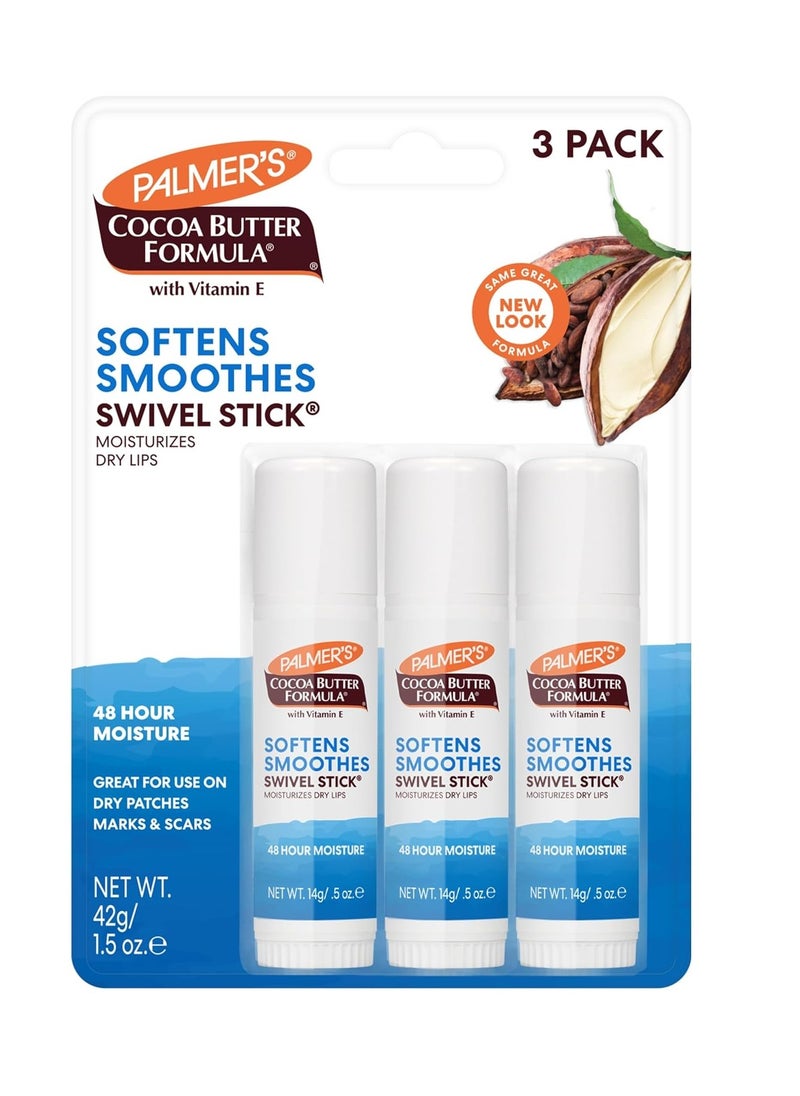 PALMER'S Palmer's Cocoa Butter Formula Moisturizing Swivel Stick with Vitamin E, Lip Balm, Face & Body Moisturizer Stick Ideal for Treating Dry Skin Patches (Pack of 3)  - Image 1