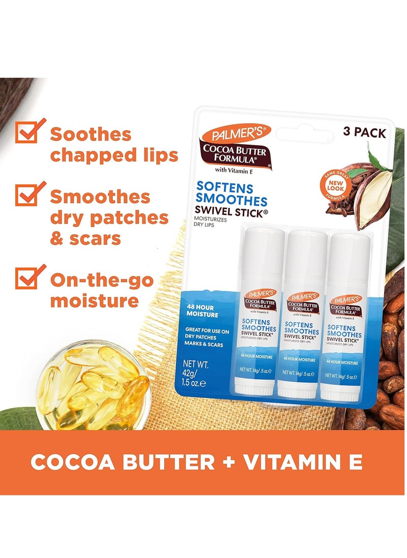 PALMER'S Palmer's Cocoa Butter Formula Moisturizing Swivel Stick with Vitamin E, Lip Balm, Face & Body Moisturizer Stick Ideal for Treating Dry Skin Patches (Pack of 3)  - Image 2