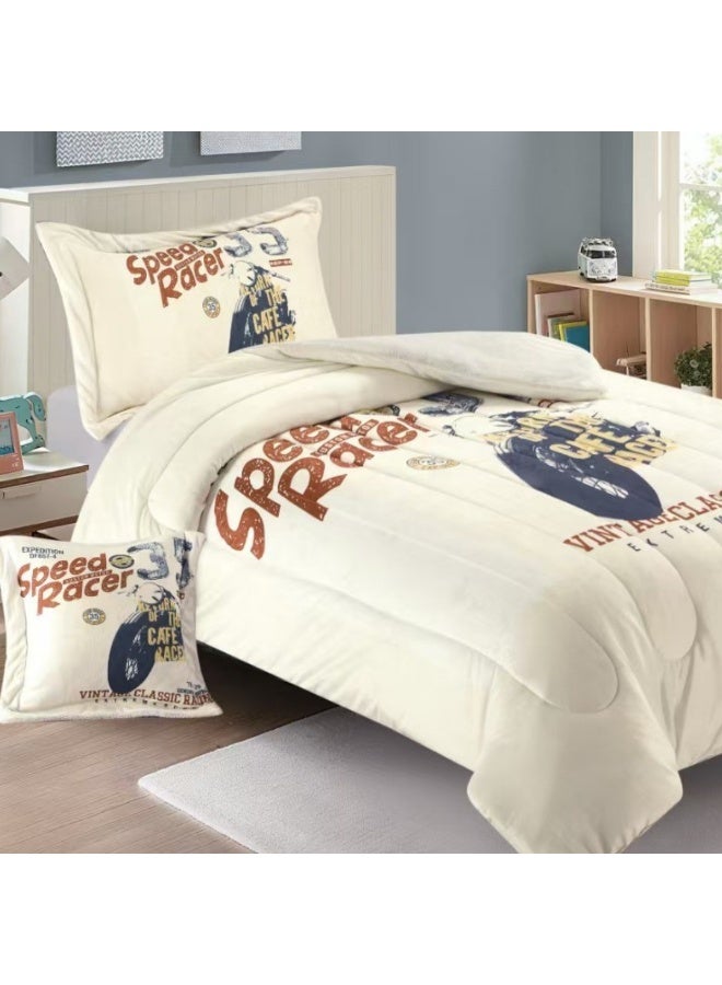 SMART HOME Luxurious 4-piece winter children's bedspread set, double-sided velvet and soft faux fur, with a modern and comfortable design – a warm bedspread set suitable for boys' and girls' rooms – a luxurious winter bedspread for home or as a gift – size 170×230 cm (bedspread with filling) - Image 2
