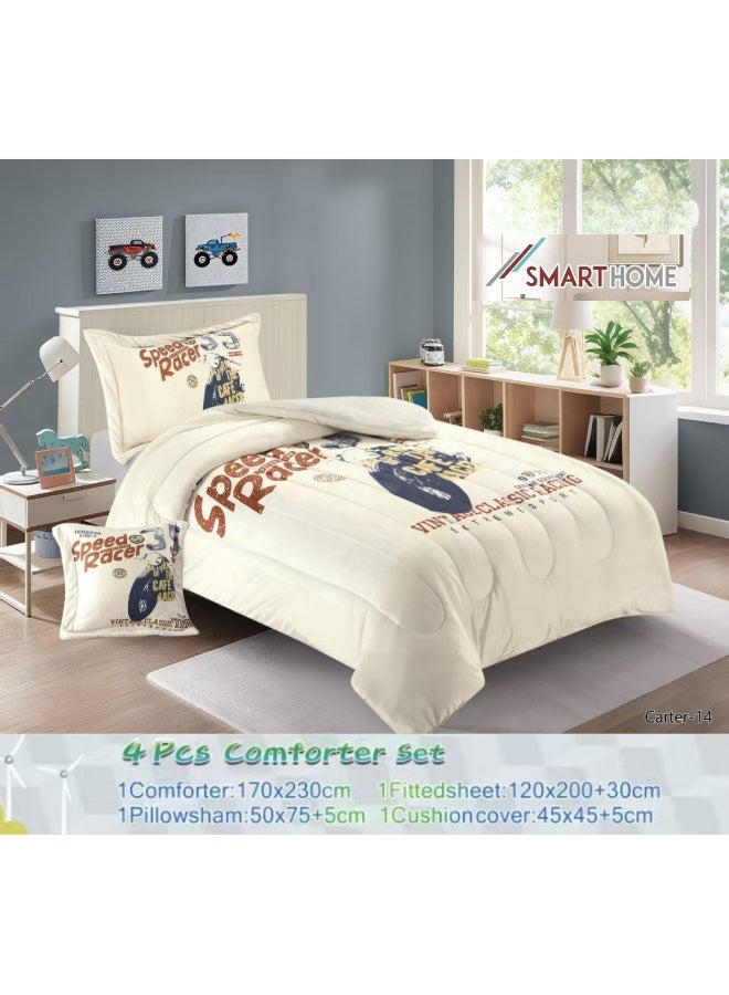 SMART HOME Luxurious 4-piece winter children's bedspread set, double-sided velvet and soft faux fur, with a modern and comfortable design – a warm bedspread set suitable for boys' and girls' rooms – a luxurious winter bedspread for home or as a gift – size 170×230 cm (bedspread with filling) - Image 3