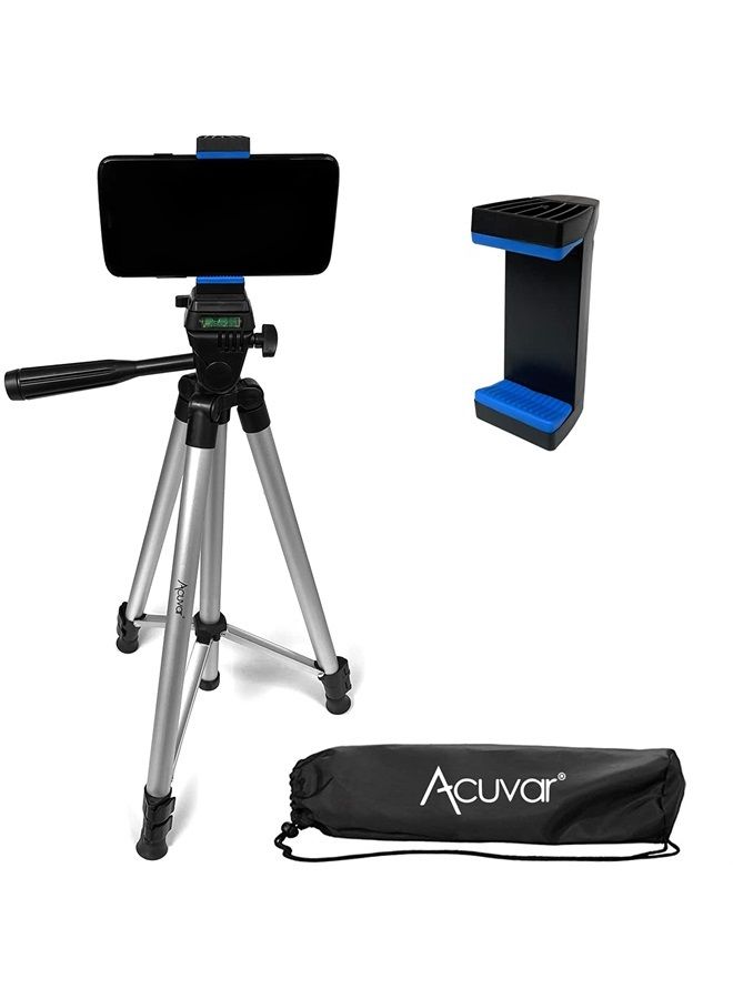 Acuvar 50" Smartphone/Camera Tripod Fits All Smartphones iPhone 12 Max, 11 Pro Max, 11 Pro, 11, Xs, Max, Xr, X 8, 8+, 7, 7 Plus, Android Note 10 (Universal Mount) - Image 1