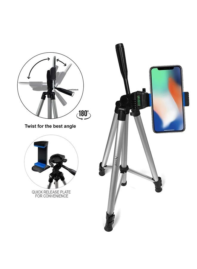 Acuvar 50" Smartphone/Camera Tripod Fits All Smartphones iPhone 12 Max, 11 Pro Max, 11 Pro, 11, Xs, Max, Xr, X 8, 8+, 7, 7 Plus, Android Note 10 (Universal Mount) - Image 2