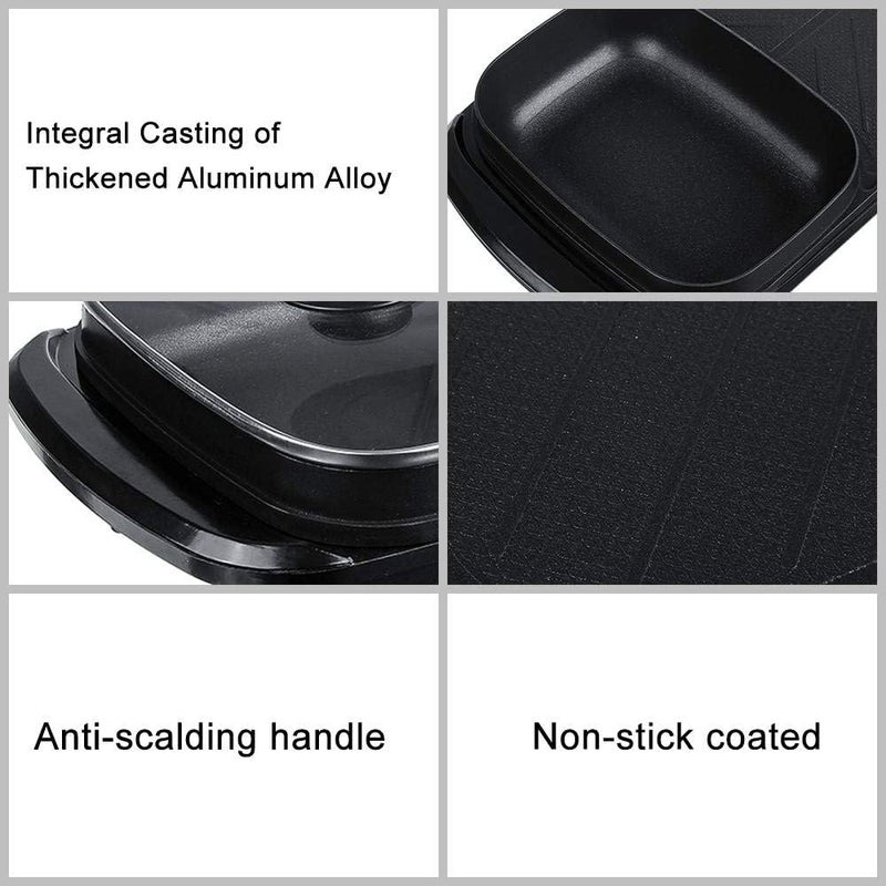 Eworld شواية كهربائية 2 في 1 ووعاء ساخن، طباخ متعدد غير لاصق للشواء الداخلي ووعاء ساخن - Image 5