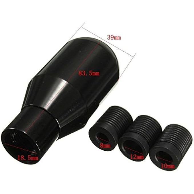 rayihni Shifter Adapter Universal 5 Speed Manual Metal Chrome Gear Shift Knob Lever Stick Pen Handle Head Car Styling Accessories Racing Style Black - Image 5