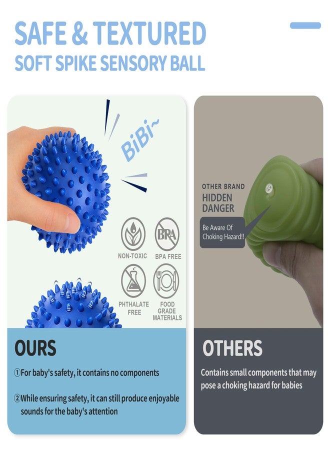 ROHSCE Soft Spiky Sensory Balls - Textured Geometric Shapes for Babies' Sensory Development, Massage Sensory Balls for Toddlers 1-3 Multicolor Bath Gifts Montessori Toys Baby Balls 6 to 12 Months - Image 3