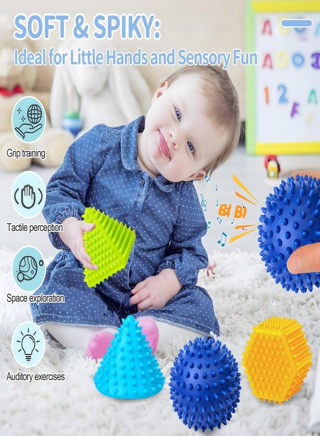 ROHSCE Soft Spiky Sensory Balls - Textured Geometric Shapes for Babies' Sensory Development, Massage Sensory Balls for Toddlers 1-3 Multicolor Bath Gifts Montessori Toys Baby Balls 6 to 12 Months - Image 2
