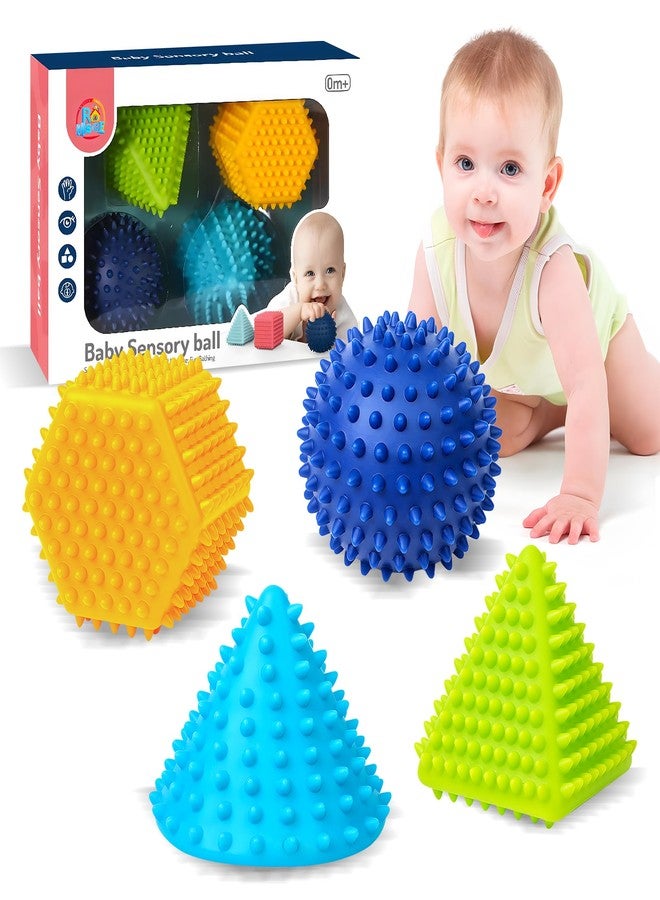ROHSCE Soft Spiky Sensory Balls - Textured Geometric Shapes for Babies' Sensory Development, Massage Sensory Balls for Toddlers 1-3 Multicolor Bath Gifts Montessori Toys Baby Balls 6 to 12 Months - Image 1