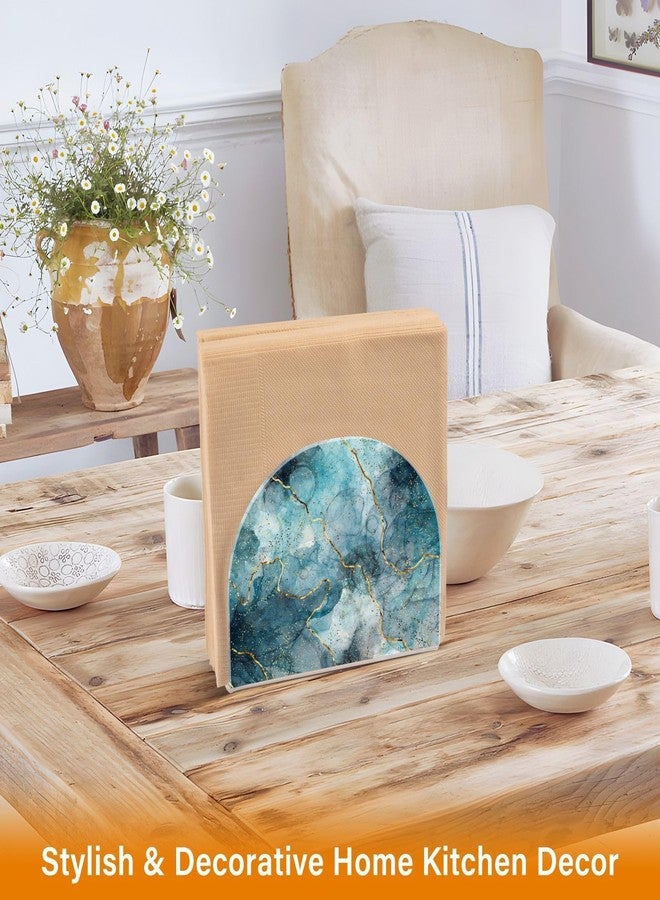 Eyanle Napkin Holder Acrylic Cocktail Napkin Holder for Table Kitchen Party Restaurant Bar U Shaped Upright Napkin Dispenser Organizer Marble Blue - Image 5
