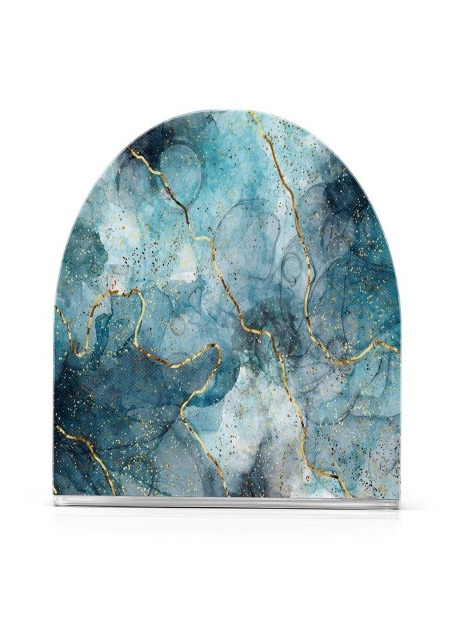Eyanle Napkin Holder Acrylic Cocktail Napkin Holder for Table Kitchen Party Restaurant Bar U Shaped Upright Napkin Dispenser Organizer Marble Blue - Image 1