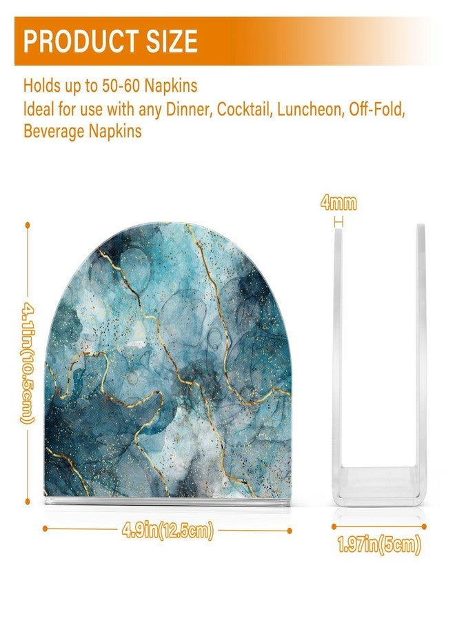 Eyanle Napkin Holder Acrylic Cocktail Napkin Holder for Table Kitchen Party Restaurant Bar U Shaped Upright Napkin Dispenser Organizer Marble Blue - Image 3