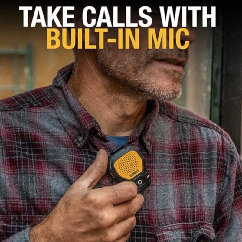 Jobsite Pro wearable speaker for construction use, durable polymer body, black color, hands-free Bluetooth audio with 360 sound and IP67 water/dust resistance - Image 2