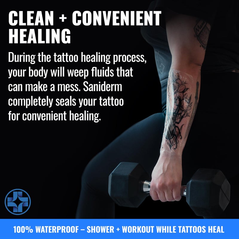 Saniderm Tattoo Aftercare Bandage 10 Sheets (Small Pack, 4 in x 4 in) – Convenient, Faster Tattoo Healing and Protection – Sterile, Waterproof, and Latex-Free - Image 5
