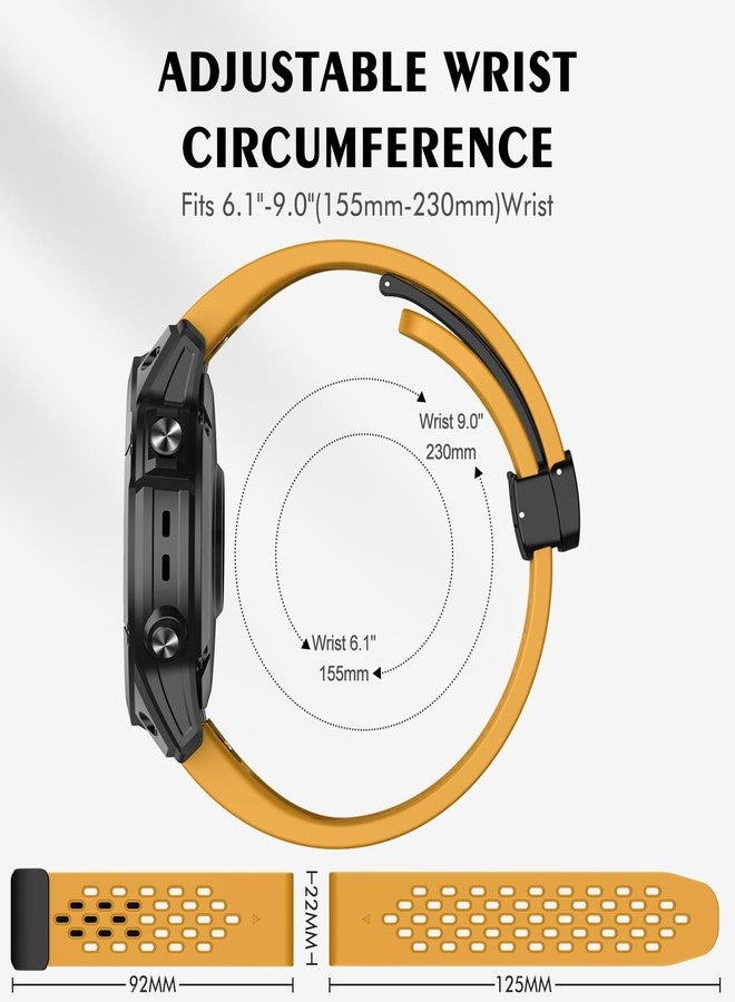 ISABAKE Air-holes Silicone Watch Band for Garmin Fenix 7/Fenix 6 /Fenix 6 Pro/Fenix 5/Fenix 5 Plus, Quick Fit 22MM Soft Sport Wristband Strap with Fold-over Magnetic Closure for Forerunner 955/945/Instinct 2 - Image 5