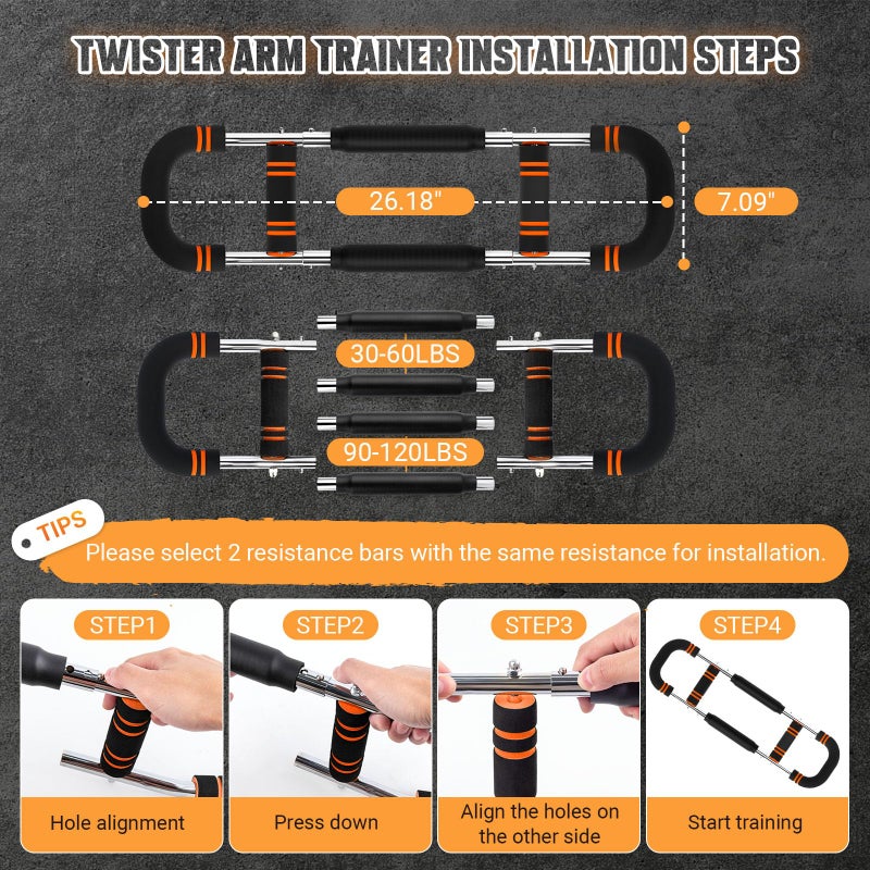 JHMFDDSB Twister Arm Trainer, Adjustable 6 Resistance Levels(30-120lb) Twister Arm Chest Exerciser with 4 Springs & Poster for Men & Women, Chest Workout Device Equipment for Chest Clip Muscle & Arm Strength - Image 5
