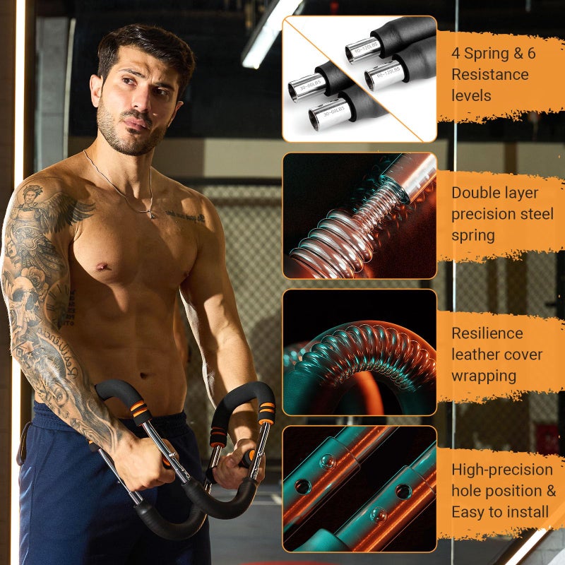 JHMFDDSB Twister Arm Trainer, Adjustable 6 Resistance Levels(30-120lb) Twister Arm Chest Exerciser with 4 Springs & Poster for Men & Women, Chest Workout Device Equipment for Chest Clip Muscle & Arm Strength - Image 3