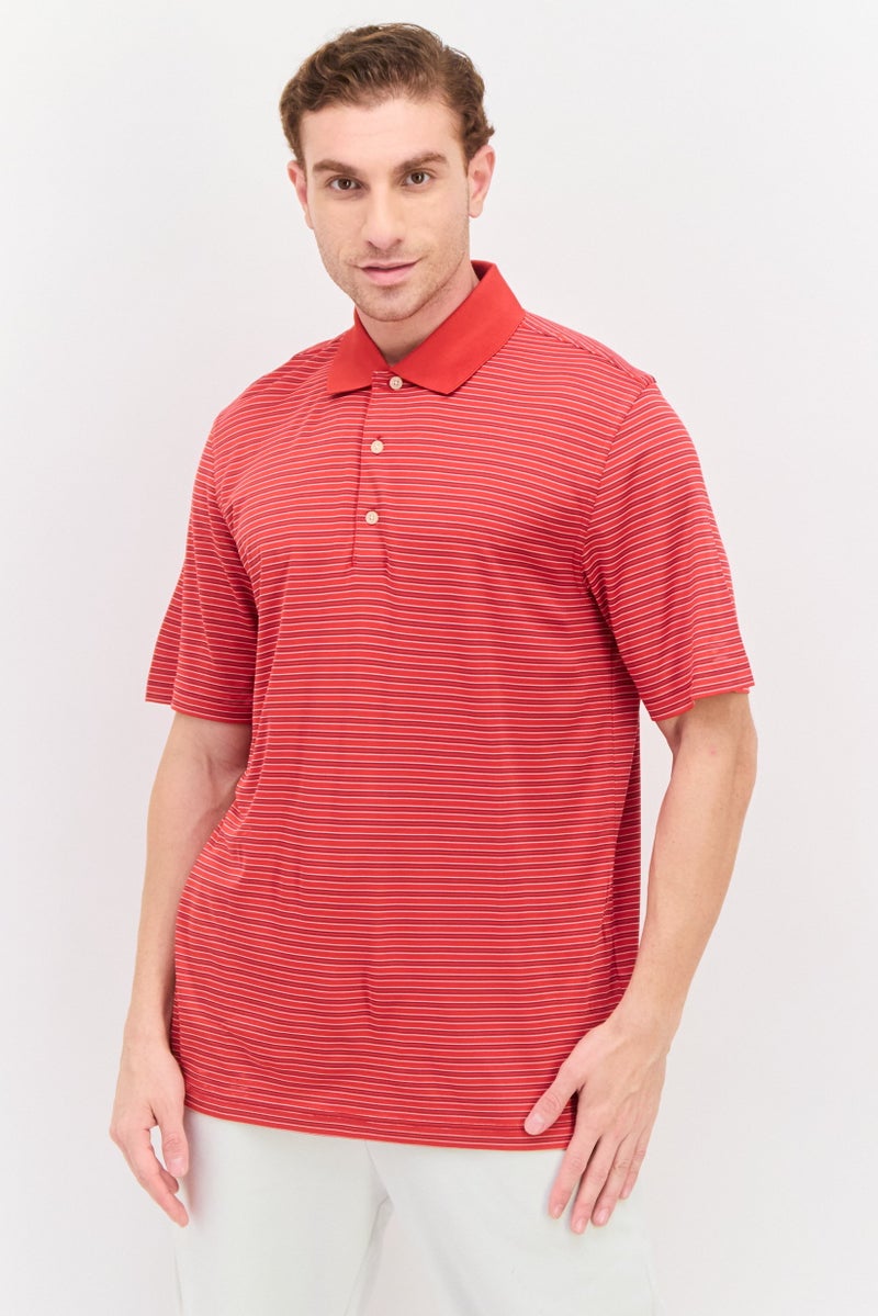 Greg Norman Men Sportswear Fit Short Sleeve Outdoor Polo Shirt, Red - Image 1