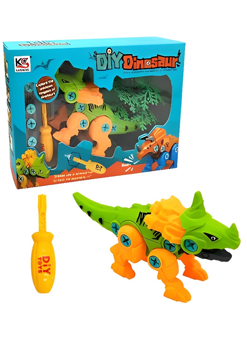 هونج كونج لعبة تركيب وتفكيك الديناصور من مونيسوري لتحسين التنسيق بين حركة اليد والعين، تصميم يمكن تفكيك وتجميع الأجزاء بنموذج محاكاة واقعي، المجموعة تأتي مع مفك براغي ونموذج ديناصور سنتروصور هدية رائعة - Image 2