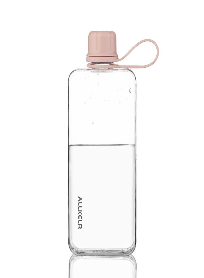 ALLKELR Portable Flat Water Bottle,BPA Free Reusable Tritan Plastic Travel Water Bottle Cup,Lightweight Leakproof Slim Water Bottles Fits Purse,Backpacking,Hiking (Pink, 13.5 oz) - Image 1