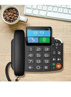 Wireless 4G LTE Landline Desk phone Android 9.0 with 4G Sim Card With Android Display For Elderly Home Phone Calling Support Wifi, Hotspot, SOS Call, Video Call and Smart Home IOT Control