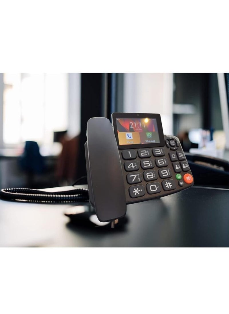 Generic - Wireless 4G LTE Landline Desk phone Android 9.0 with 4G Sim Card With Android Display For Elderly Home Phone Calling Support Wifi, Hotspot, SOS Call, Video Call and Smart Home IOT Control - Image 1