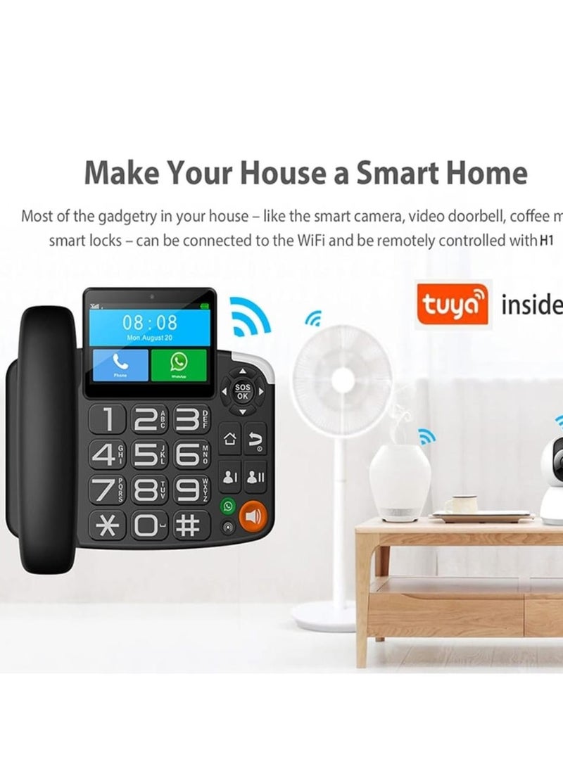 Generic - Wireless 4G LTE Landline Desk phone Android 9.0 with 4G Sim Card With Android Display For Elderly Home Phone Calling Support Wifi, Hotspot, SOS Call, Video Call and Smart Home IOT Control - Image 1