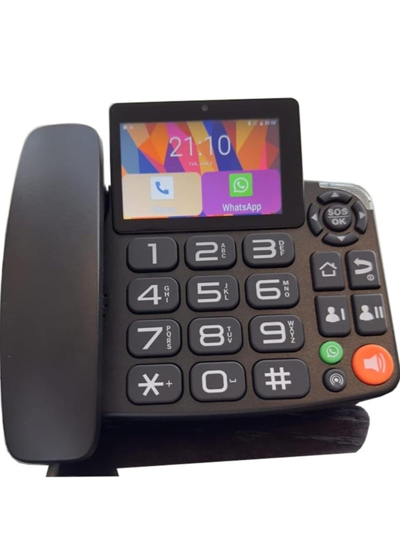 Generic - Wireless 4G LTE Landline Desk phone Android 9.0 with 4G Sim Card With Android Display For Elderly Home Phone Calling Support Wifi, Hotspot, SOS Call, Video Call and Smart Home IOT Control - Image 1