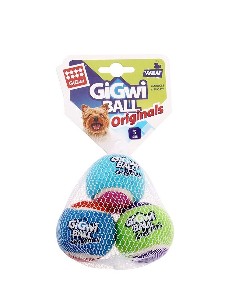 GIGWI Tennis Ball 3pcs with Different Color in 1 pack Dog Toy Small - Image 1