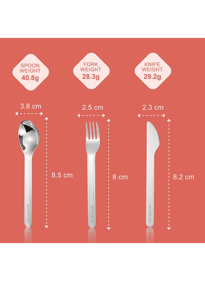 Eazy Kids Cutlery Set - Stainless Steel Spoon, Fork And Knife With Silicone Case (Pink)  - Image 4