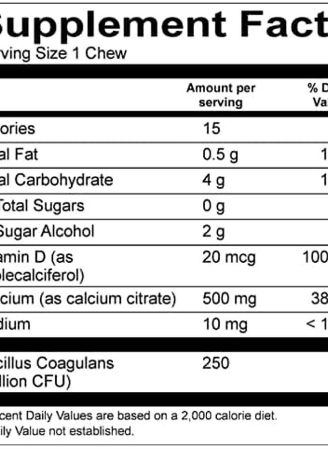 Watermans Sugar-Free Calcium Citrate Soft Chews 500mg with Probiotics (90 Count) - Chocolate Mint  - Image 3