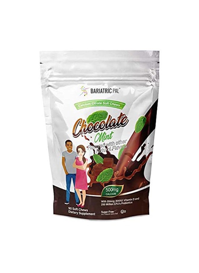 Watermans Sugar-Free Calcium Citrate Soft Chews 500mg with Probiotics (90 Count) - Chocolate Mint  - Image 1