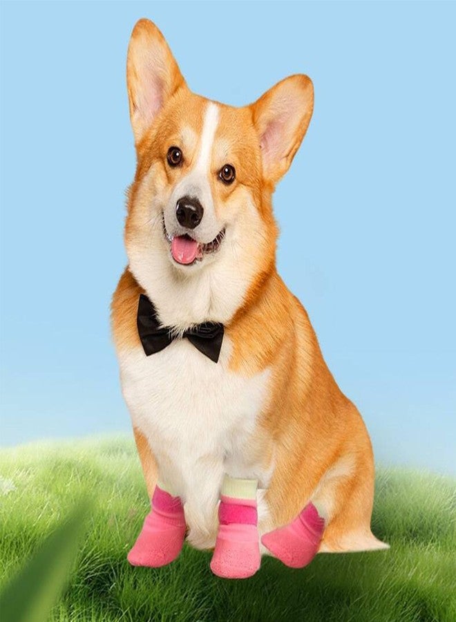 BECHANMIG Dog Boots,Dog Paw Protectors Socks for Hot Pavement,Anti Slip Dog Shoes for Hardwood Floors_L(Pink) - Image 3