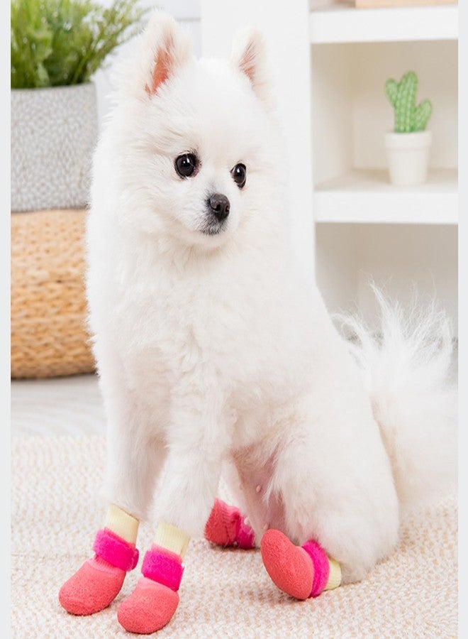 BECHANMIG Dog Boots,Dog Paw Protectors Socks for Hot Pavement,Anti Slip Dog Shoes for Hardwood Floors_L(Pink) - Image 2